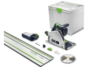 Akku-Tauchsäge-mit-Systainer Festool Akku-Tauchsäge TSC 55 KS mit Systainer, Führungsschiene, Staubbeutel, Sägeblatt und verschiedenen Kleinteilen.