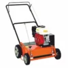 Oranger Motorvertikutierer benzinbetrieben zum Belüften von Rasenflächen